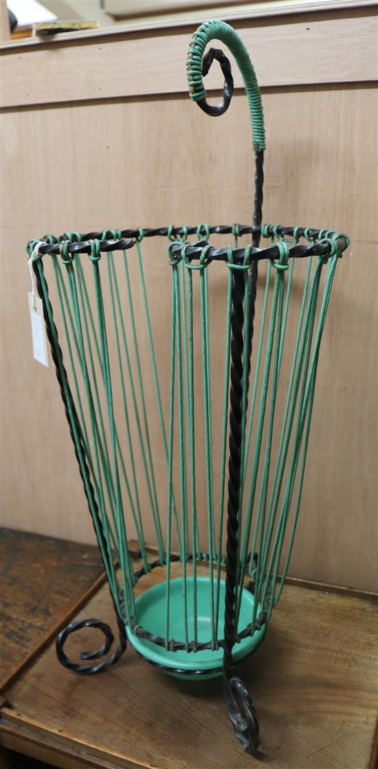 A 1950s wrought iron umbrella stand, H.26cm